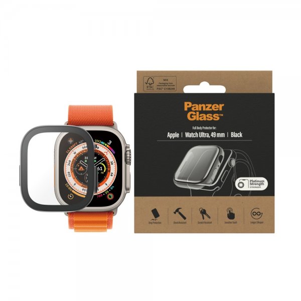 PanzerGlass Apple Watch Ultra Deksel Skjermbeskytter Full Body Protector Svart