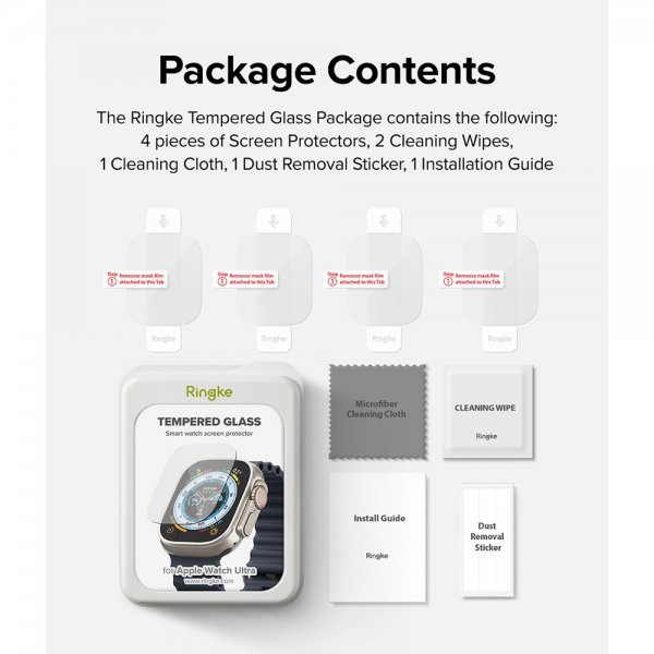 Ringke Watch Ultra Skjermbeskytter Screen Protector Glass 4-pack