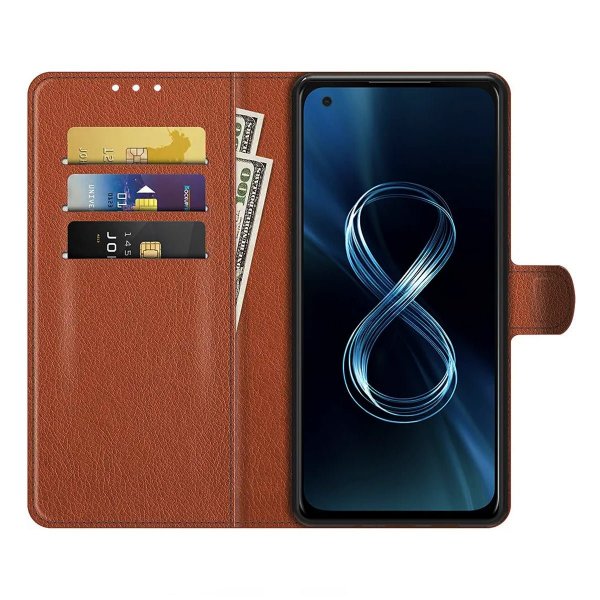 Asus Zenfone 8 Etui med Stativ Brun
