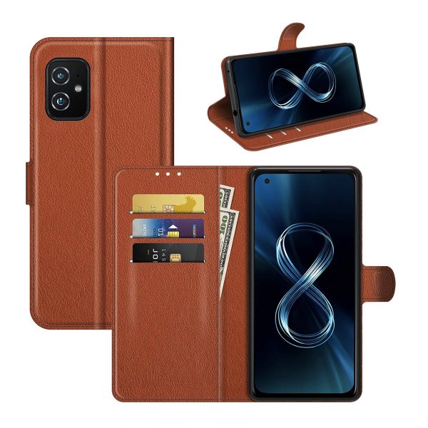 Asus Zenfone 8 Etui med Stativ Brun