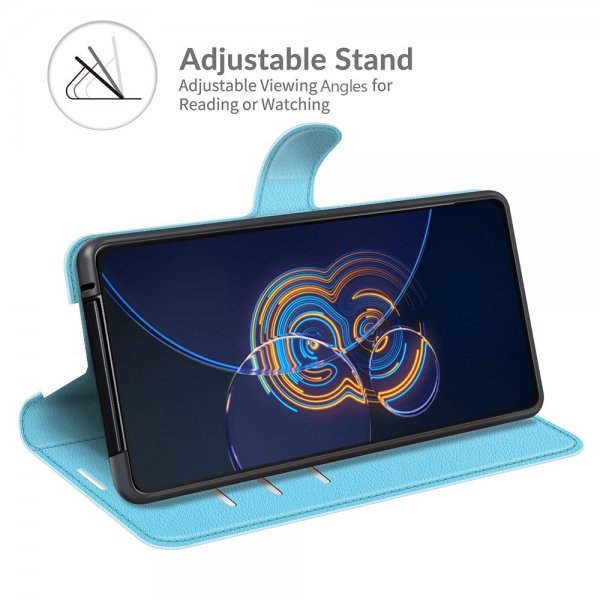Asus Zenfone 8 Flip Etui Litchi Blå