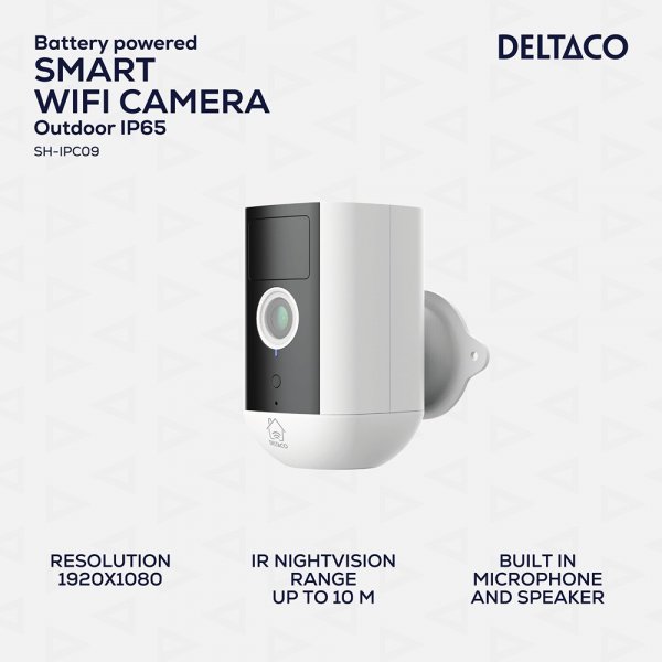 Deltaco Smart Home Batteridrevet WiFi-kamera IP54