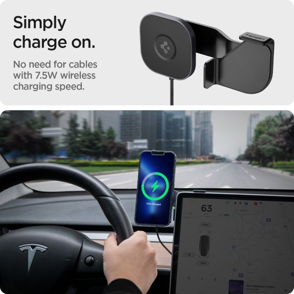 Spigen Mobilholder til bil OneTap Pro Wireless Screen Car Mount Tesla MagFit