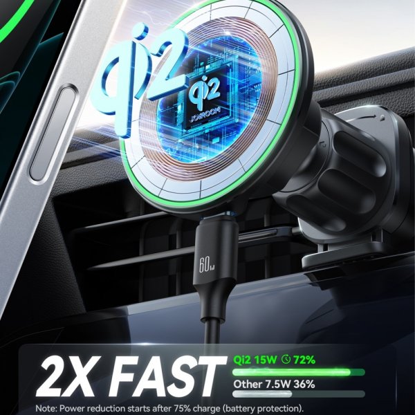 Joyroom Mobilholder til bil Qi2 15W Magnetic Wireless Car Charger Holder