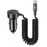 USAMS Mobillader til bil 60W Car Charger with Spring Cable