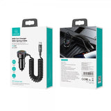 USAMS Mobillader til bil 60W Car Charger with Spring Cable