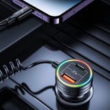 USAMS Mobillader til bil 60W Car Charger with Spring Cable