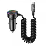 USAMS Mobillader til bil 60W Car Charger with Spring Cable