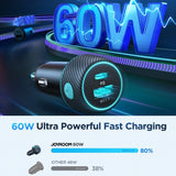 Joyroom Mobillader til bil CCN01 60W Car Charger with Light Button USB-A USB-C