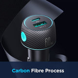 Joyroom Mobillader til bil CCN01 60W Car Charger with Light Button USB-A USB-C