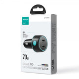Joyroom Mobillader til bil CCN02 70W Dual PD Car Charger with Light Button USB-C