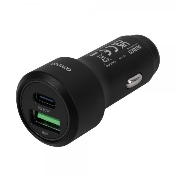 Deltaco Mobillader til bil Fast Charging Dual USB Car Charger