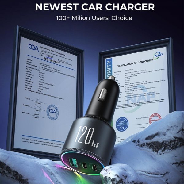Joyroom Mobillader til bil JR-CCN07 3-port Car Charger 120W