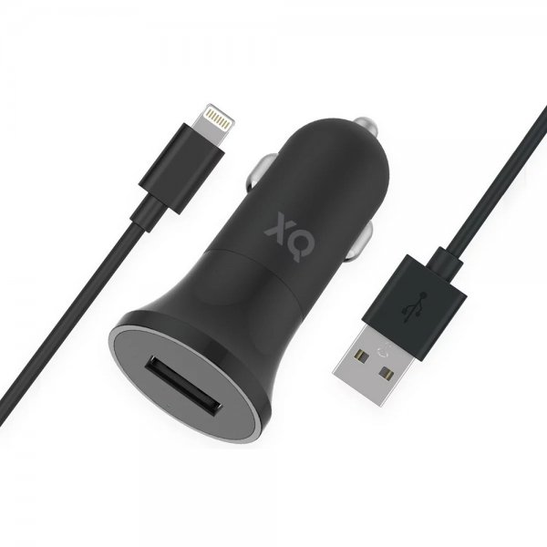 Xqisit Mobillader til bil med Lightning-kabel 1m 12W Svart