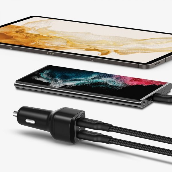 Spigen Mobillader til bil PowerArc ArcStation Dual Port 75W Svart