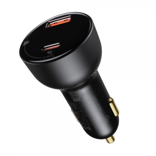 Baseus Mobillader til bil Superme USB-C & USB-A 100W Svart
