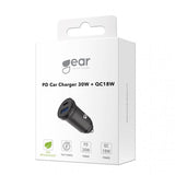 Gear Mobillader til bil USB-C PD 30W + USB-A QC18W Svart