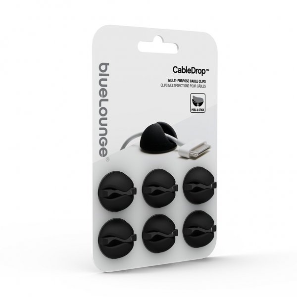 Bluelounge CableDrop Ledningsholder 6-Pakning Svart