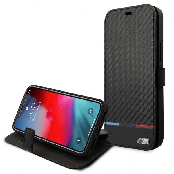 BMW iPhone 13 Etui Tricolor Carbon Effect Svart