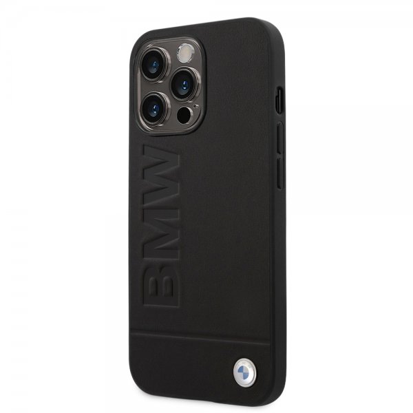 BMW iPhone 14 Pro Deksel Hot Stamp Metal Logo Svart