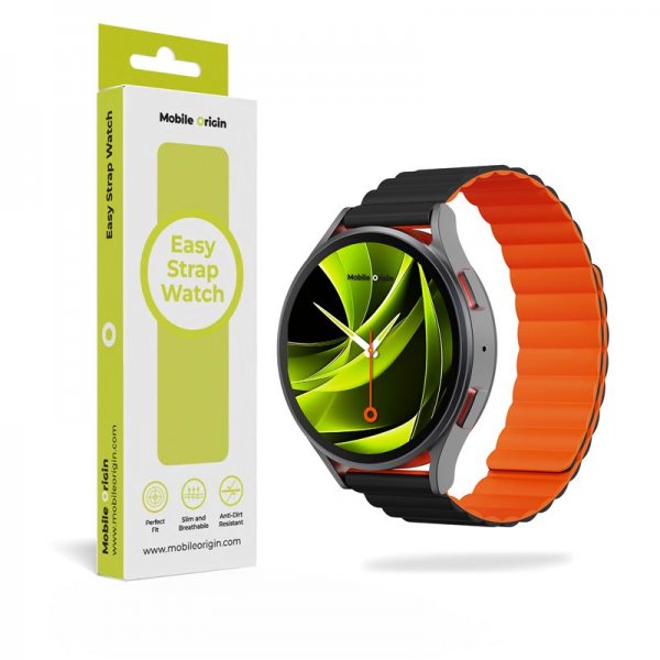 Mobile Origin Samsung Galaxy Watch 20mm Armbånd Easy Strap Svart Oransje