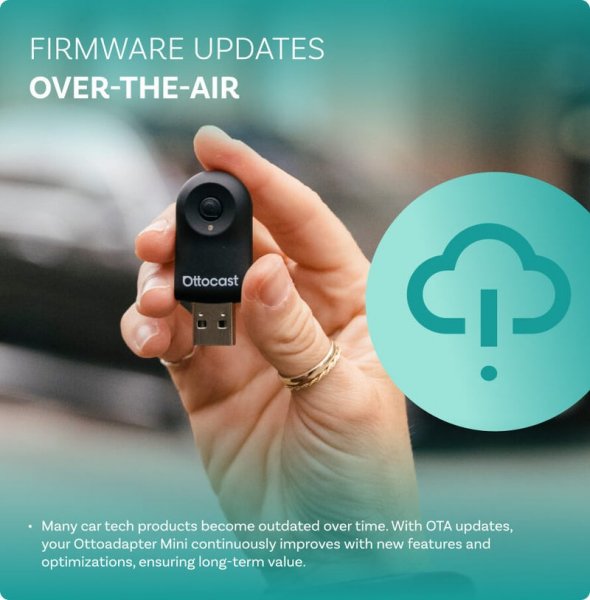 Ottocast Mini Trådløs Apple CarPlay/Android Auto Adapter