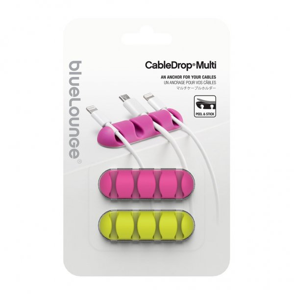 Bluelounge CableDrop Multi Selvklebende Ledningsholder 2 stk Flerfarget
