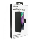 Celly iPhone 16e/17e Etui Wally Wallet Case Svart