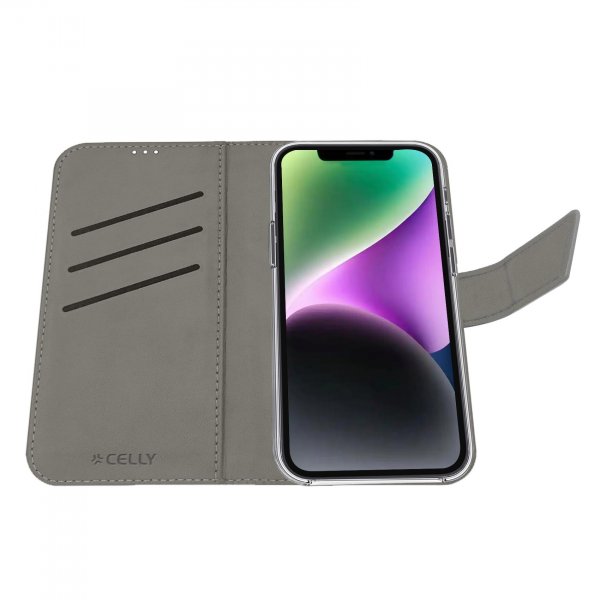 Celly iPhone 16e/17e Etui Wally Wallet Case Svart