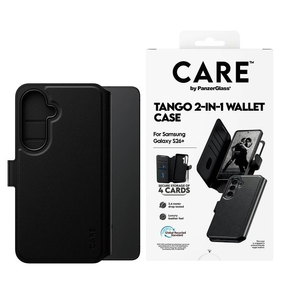 CARE by PanzerGlass Samsung Galaxy S26 Plus Etui Tango Two-in-One Wallet MagSafe Svart