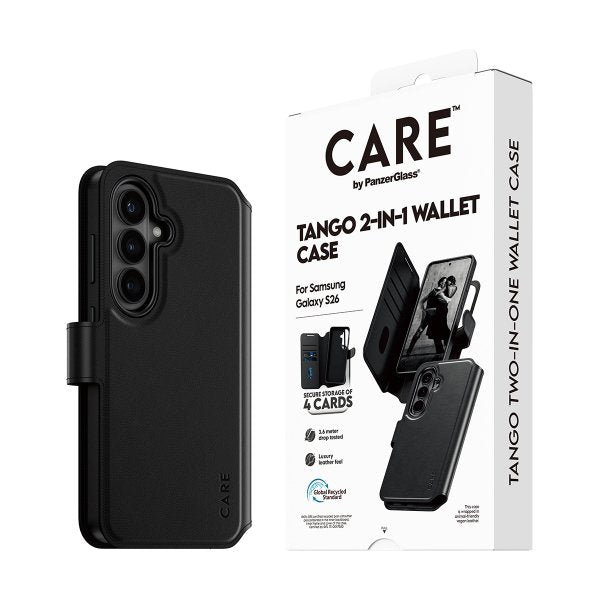 CARE by PanzerGlass Samsung Galaxy S26 Etui Tango Two-in-One Wallet MagSafe Svart