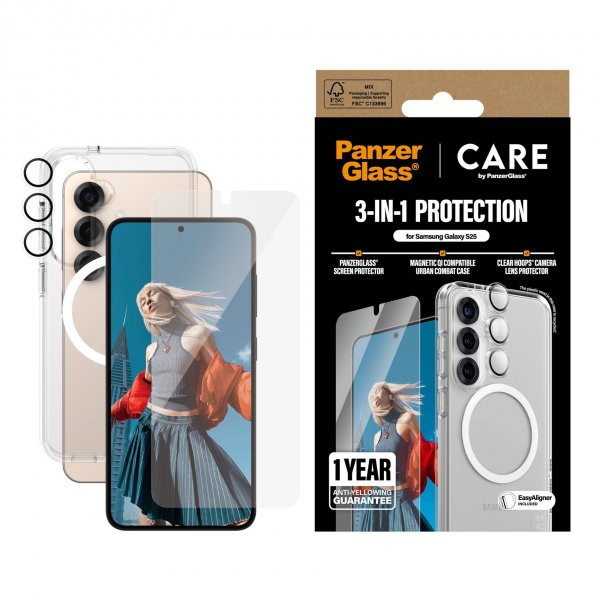 PanzerGlass Samsung Galaxy S25 3-in-1 Protection Bundle