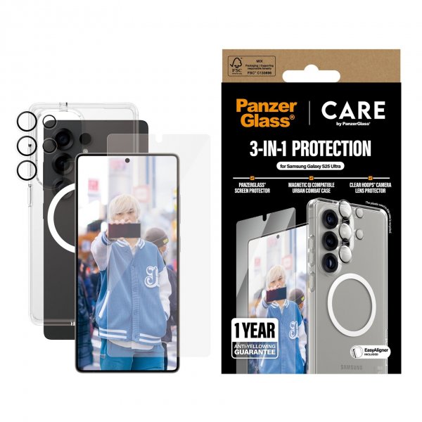 CARE by PanzerGlass Samsung Galaxy S25 Ultra 3-in-1 Protection Bundle