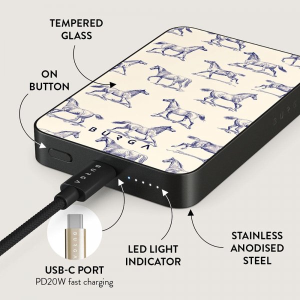 Burga Powerbank MagSafe 5000 mAh Derby Race Metallgrå