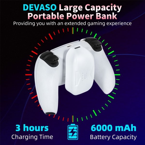 Devaso Powerbank PlayStation 5 Kontrollere 6000 mAh