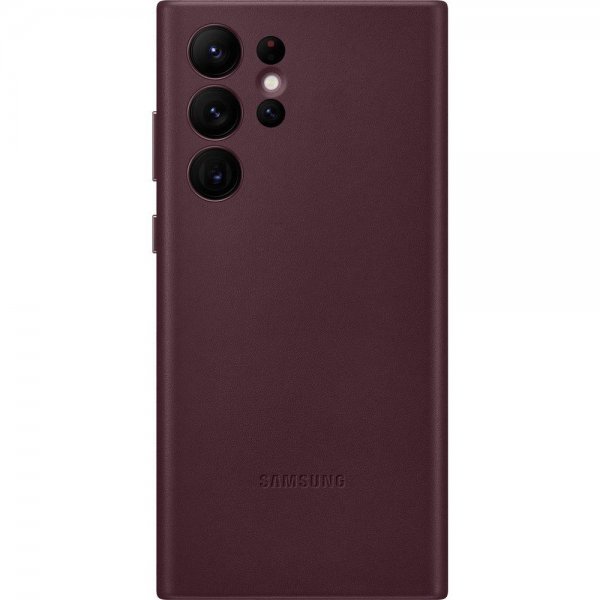Samsung Original Galaxy S22 Ultra Deksel Leather Cover Burgundy