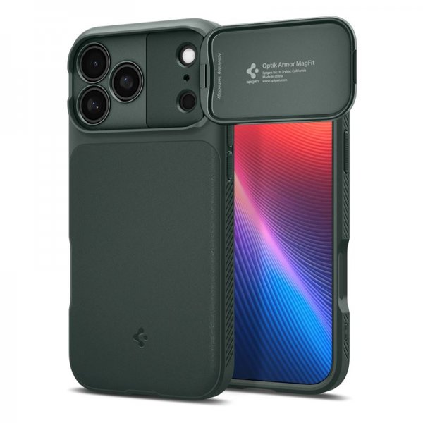 Spigen iPhone 17 Pro Deksel Optik Armor MagFit Abyss Green