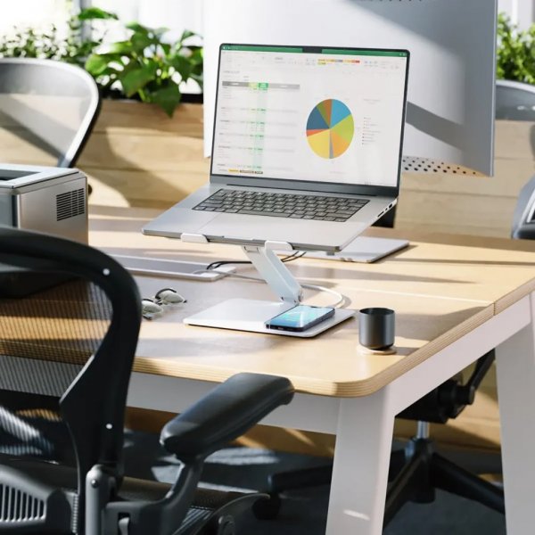 ALOGIC Elite Power Laptop Stand with Wireless Charger Hvit