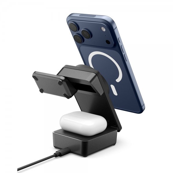 Spigen Essential 3-i-1 Sammenleggbar Trådløs Ladestasjon MagSafe Qi2 25W