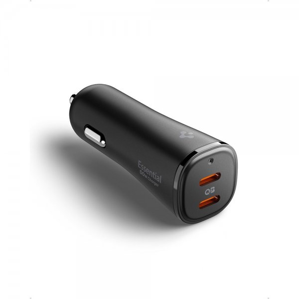 Spigen Essential Mobillader til bil 50W 2xUSB-C Svart