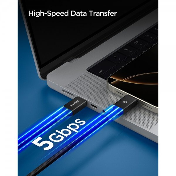 Spigen Essential Kabel Fabric USB-C/USB-C 100W 1.5m Svart