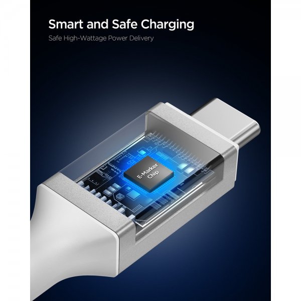 Spigen Essential Kabel Fabric USB-C/USB-C 100W 1.5m Hvit