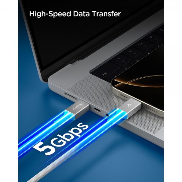 Spigen Essential Kabel Fabric USB-C/USB-C 100W 1.5m Hvit