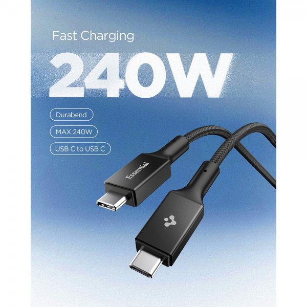 Spigen Essential Kabel Fabric USB-C/USB-C 240W 1.5m Svart