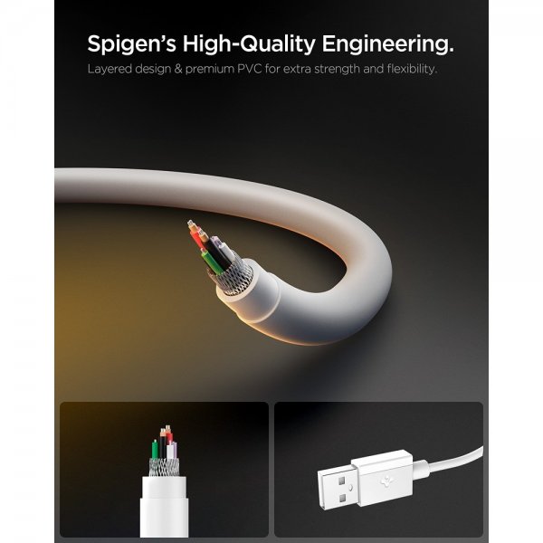 Spigen Essential Kabel USB-A/USB-C 60W 1m Hvit