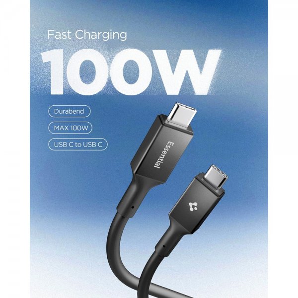Spigen Essential Kabel USB-C/USB-C 100W 2m Svart