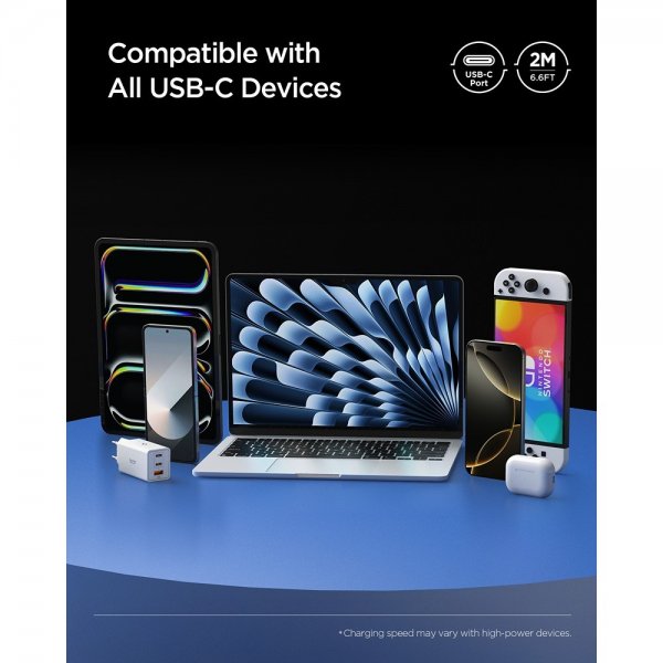 Spigen Essential Kabel USB-C/USB-C 100W 2m Svart