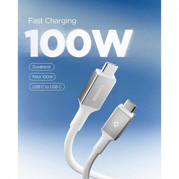 Spigen Essential Kabel USB-C/USB-C 100W 2m Hvit