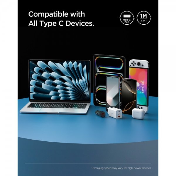 Spigen Essential Kabel USB-C/USB-C 60W 1m Svart