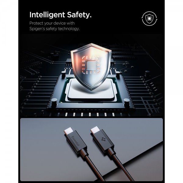 Spigen Essential Kabel USB-C/USB-C 60W 2m Svart